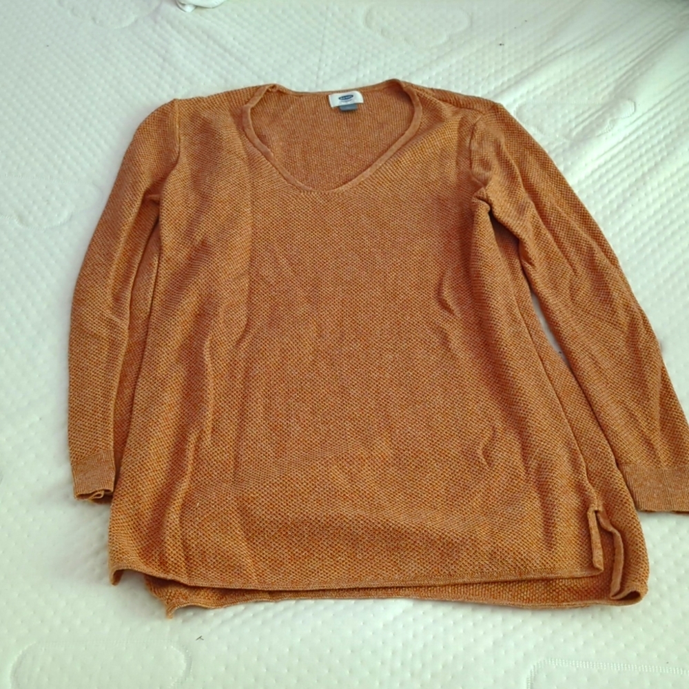 Dark Faded Orange Light, Long Sleeve Sweater